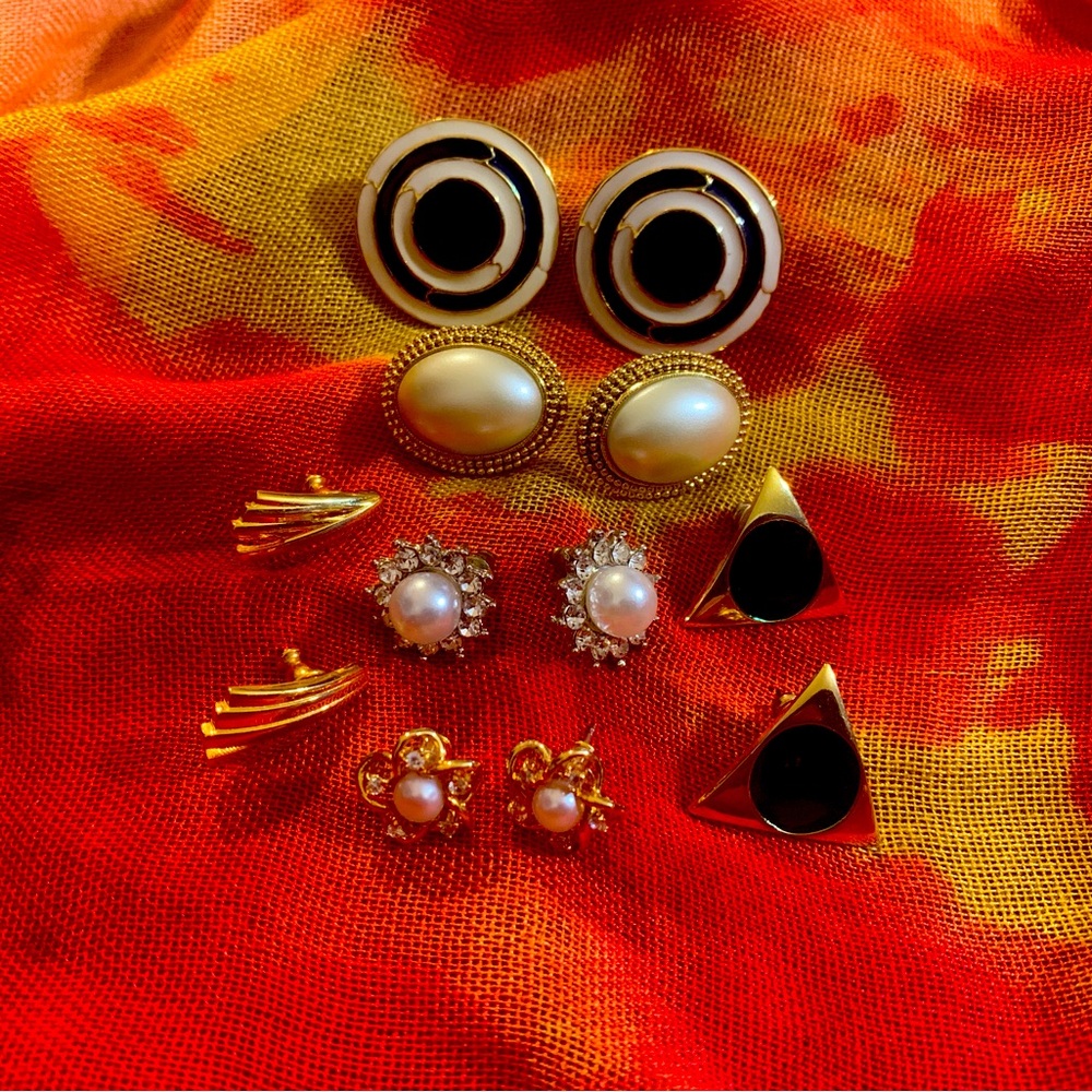 Trifari/monet/ unknown vintage earrings pierced with backings